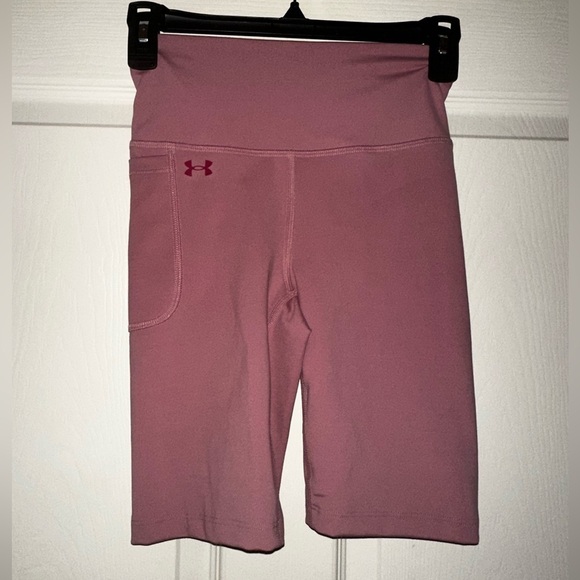 NWT Under Armour women’s high rise pink biker shorts XS athletic gym activewear - Picture 1 of 5